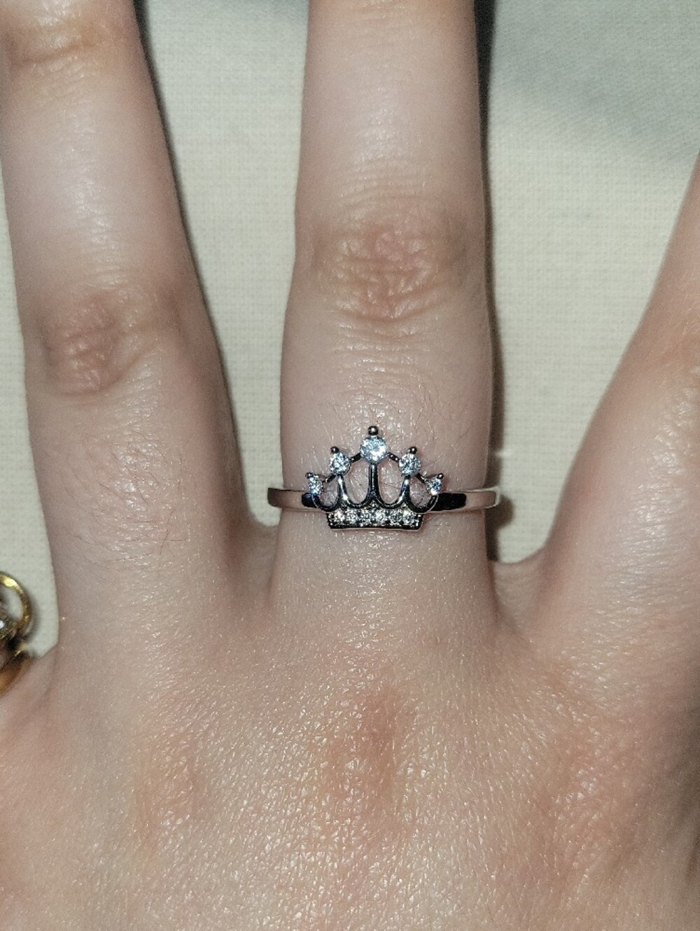 Crown Tiara White Gold Plated Ring with CZ Stones